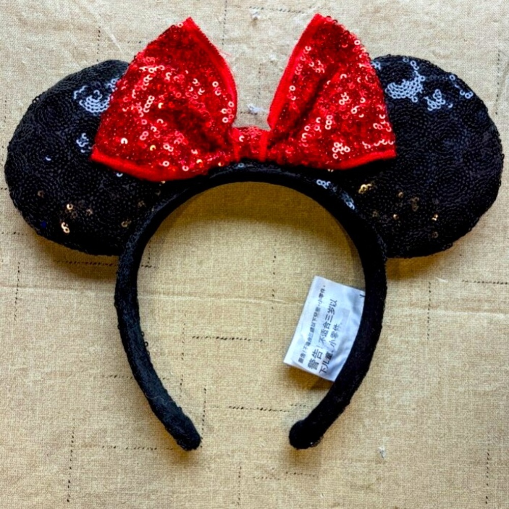 Minnie Mouse Ears Headband Black Red Bow Disney